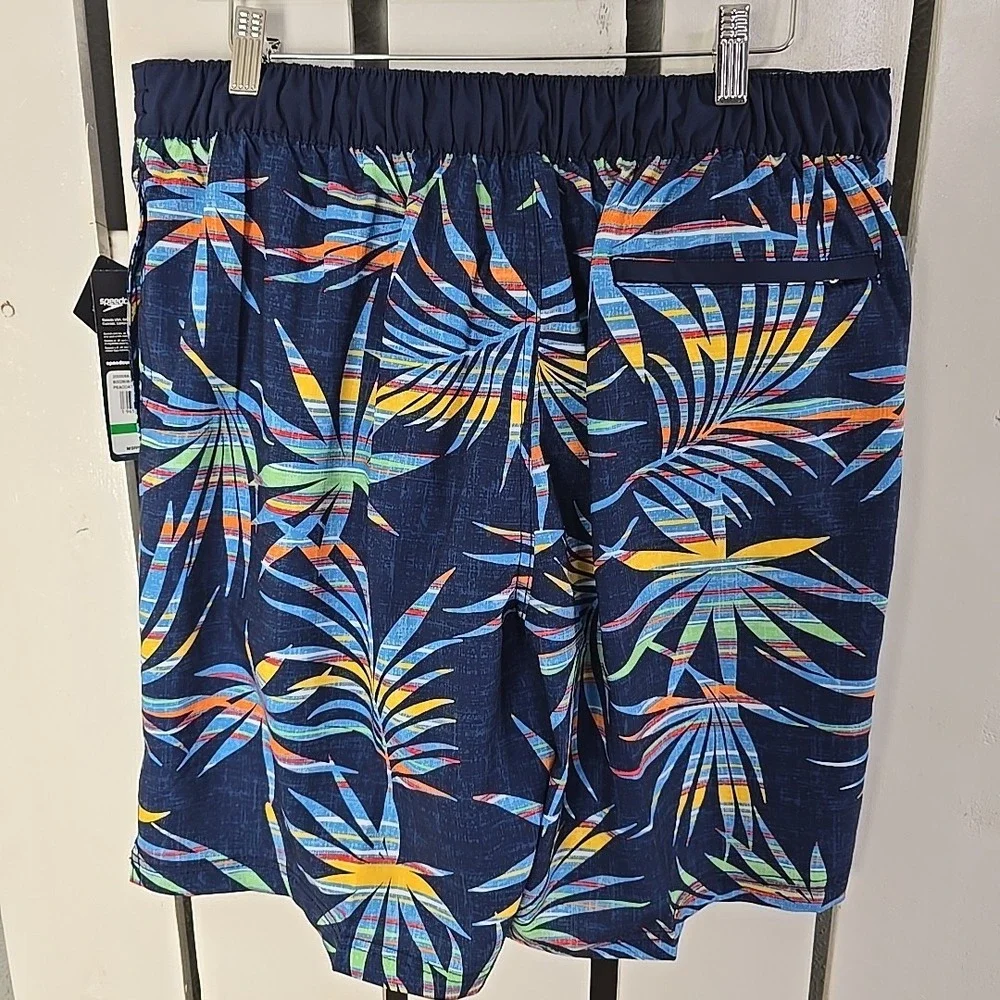 Speedo Men's Peacoat Swim Board Shorts‎ Blue Tropical Large